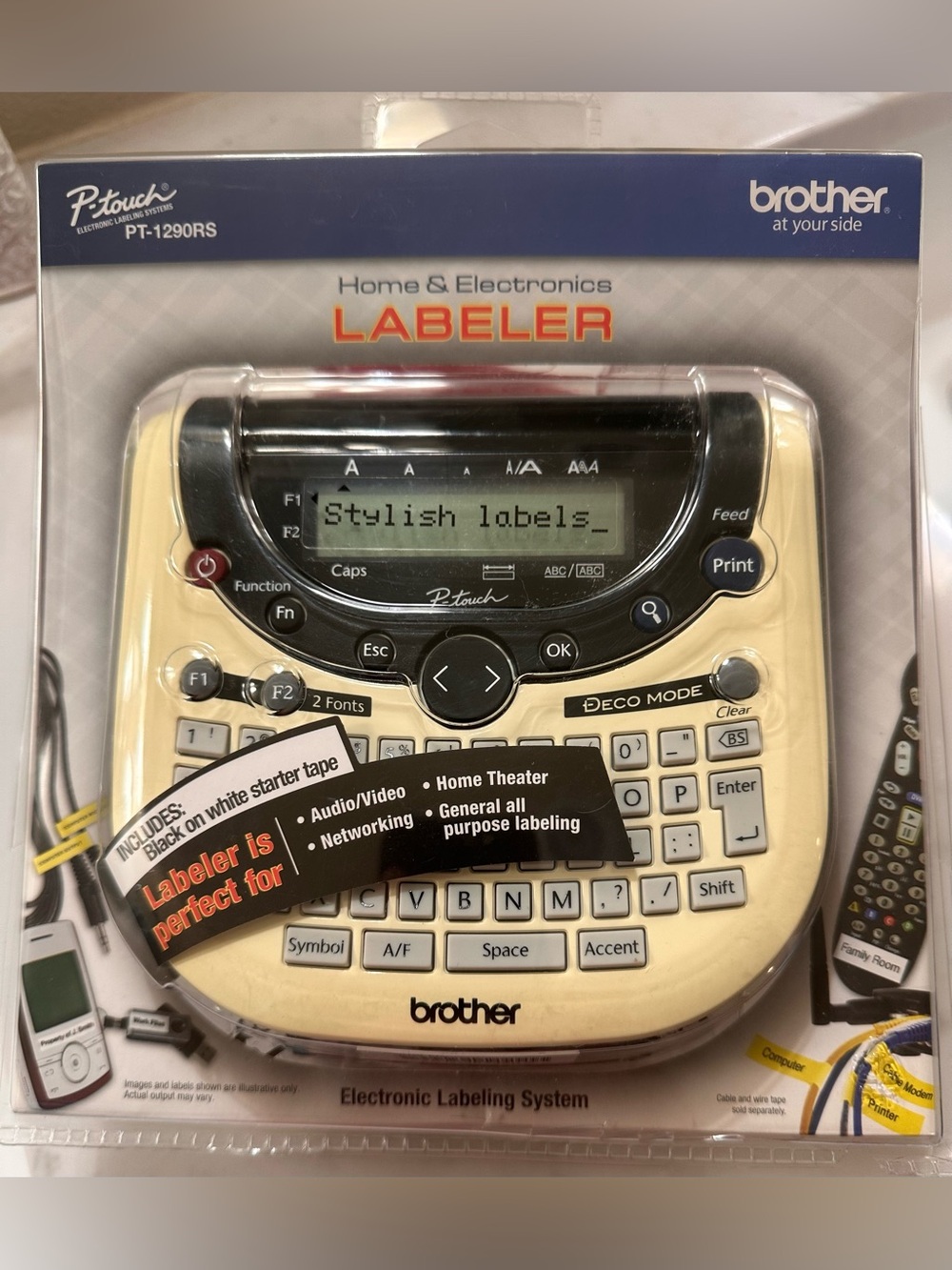 NWT - Cream Colored Brother P-touch PT-1290RS Labeler
